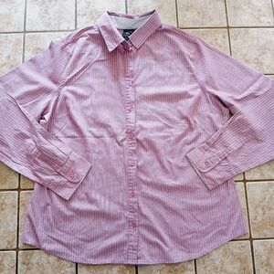 #0260 George Unisex Red Stripe Button Down Collar Shirt Size XL (16-18)